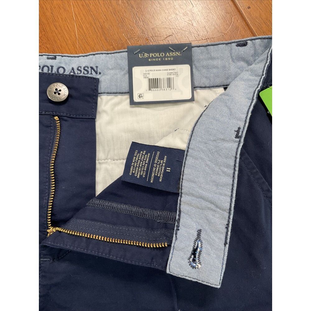 New U.S. Polo Assn Chino Shorts Women 11 Navy Blue Stretch Casual Mid Rise - Picture 7 of 15